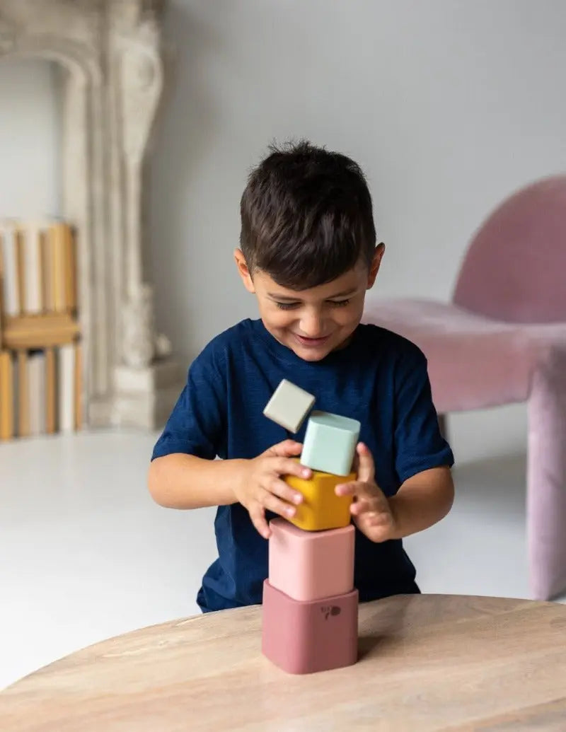Silicone stacking cups for babies, toddlers, preschoolers, or big kids. They are gender neutral and the perfect Montessori Toy. they are versatile and can be used in a variety of play styles and activities. They are the Waldorf type of toy.