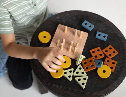 Wooden Puzzle Toy + Geometric + Silicone + Montessori - LYTL
