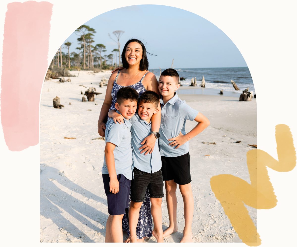 founder mom and boys outdoors enjoying time together representing intentional parenting and meaningful childhood