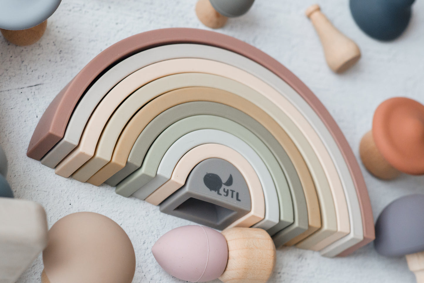 Rainbow Silicone Stacking Toy - Set of 10 | LYTL®️