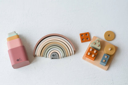 Birthday Bundle with Shape Puzzle Toy, Rainbow Stacking Toy, and Stacking Cups