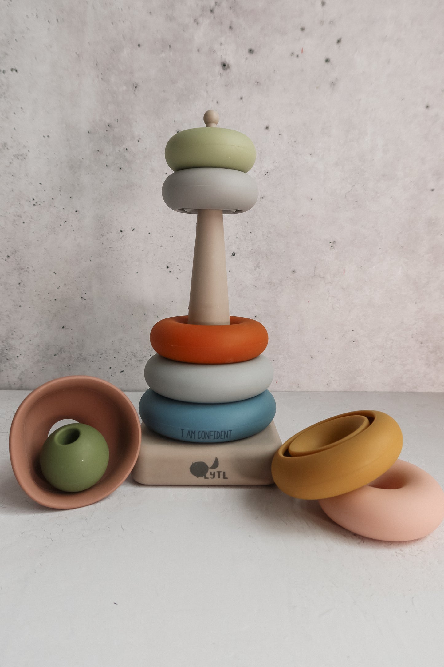 Montessori ring stacking toy for baby and toddler – BPA-free silicone stacking rings for fine motor skills, teething, and independent learning.