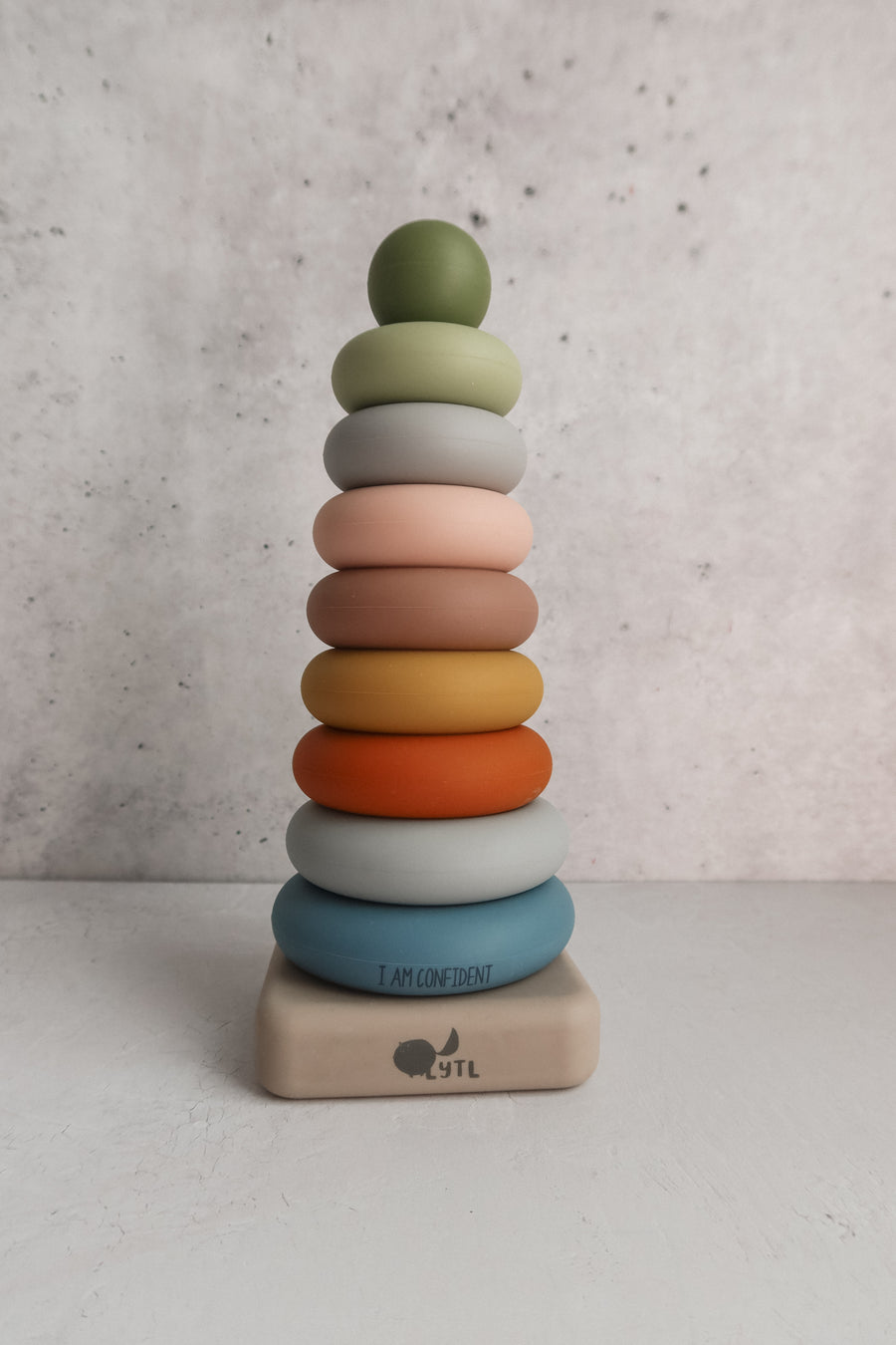 Silicone Ring Stacking Toy with colorful rings for stacking and fine motor play