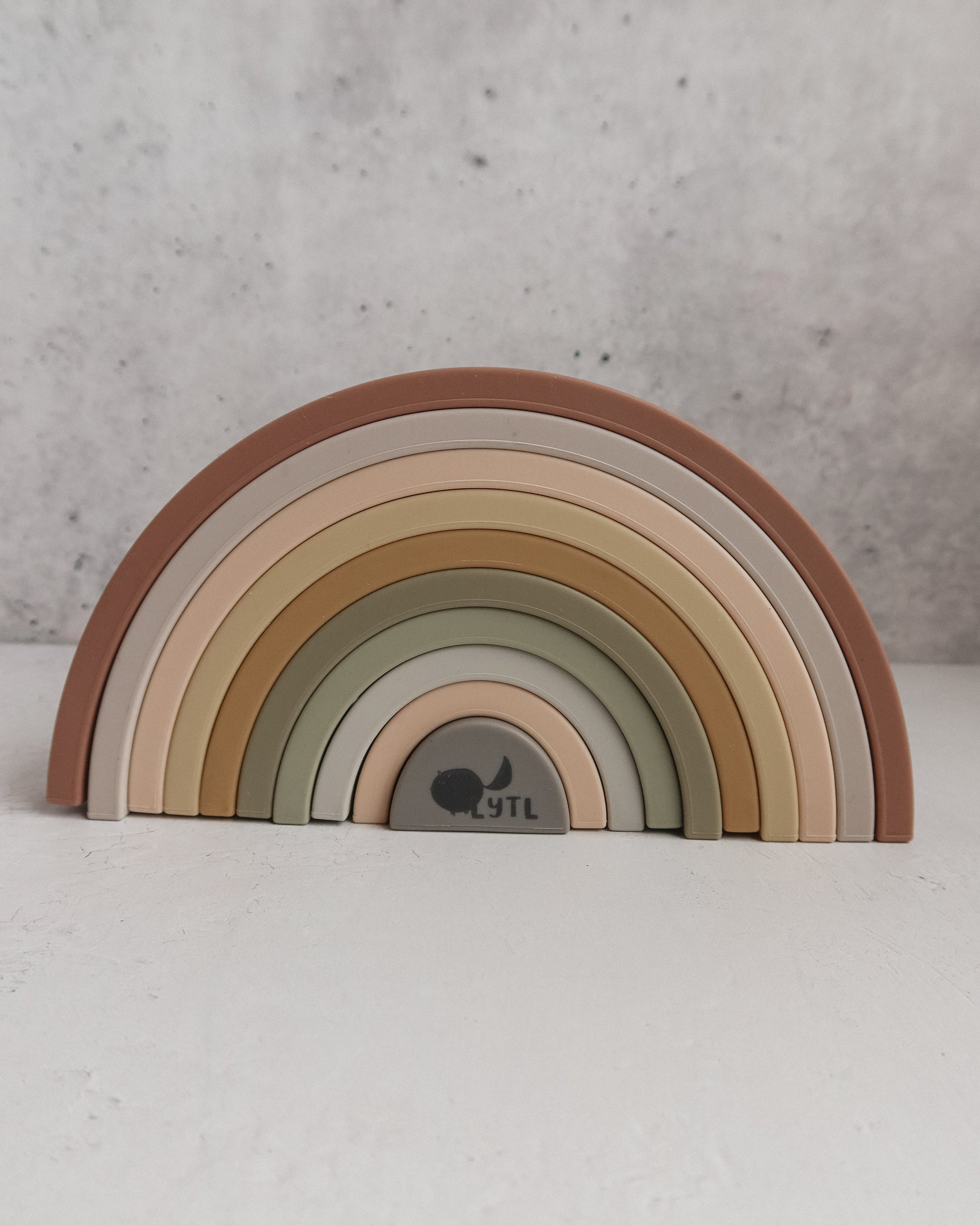 Montessori-inspired 10 layer silicone rainbow stacker for toddlers and preschool learning