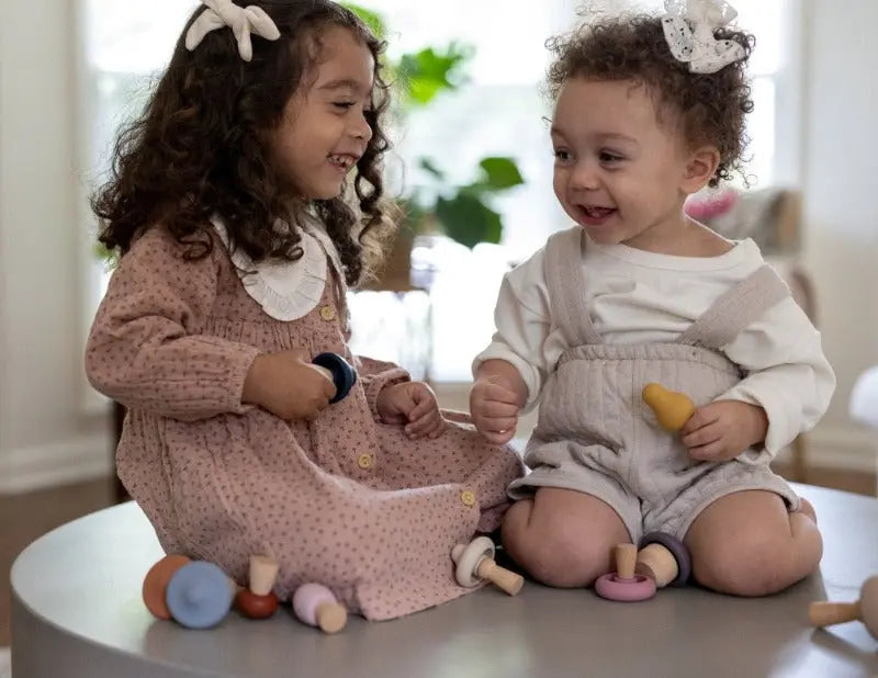 Wooden Mushroom Toy + Silicone + Teething + Montessori - LYTL