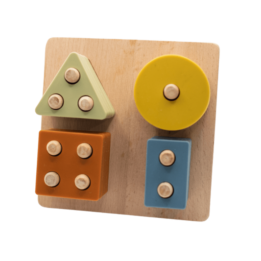Wooden Puzzle Toy + Geometric + Silicone + Montessori - LYTL