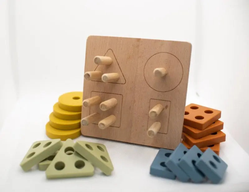 Wooden Puzzle Toy + Geometric + Silicone + Montessori - LYTL